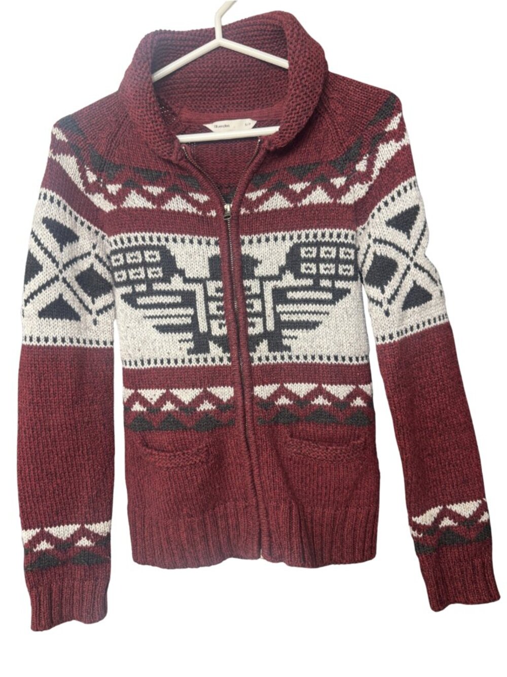 Southwestern Thunderbird Full Zip Knit Sweater Small Bluenotes Western Fall
